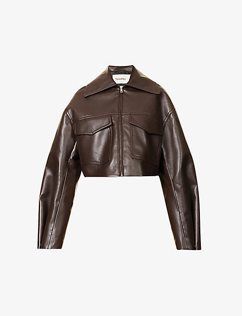 NANUSHKA: Sapir boxy-fit cropped leather jacket