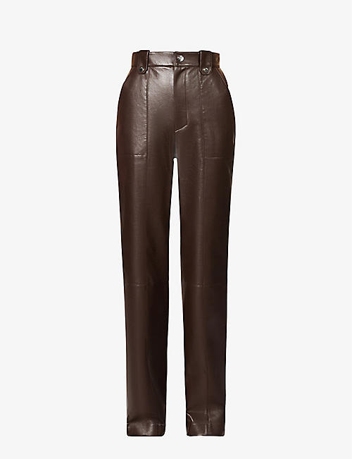 NANUSHKA: Zelda patch-pocket wide-leg mid-rise leather-blend trousers