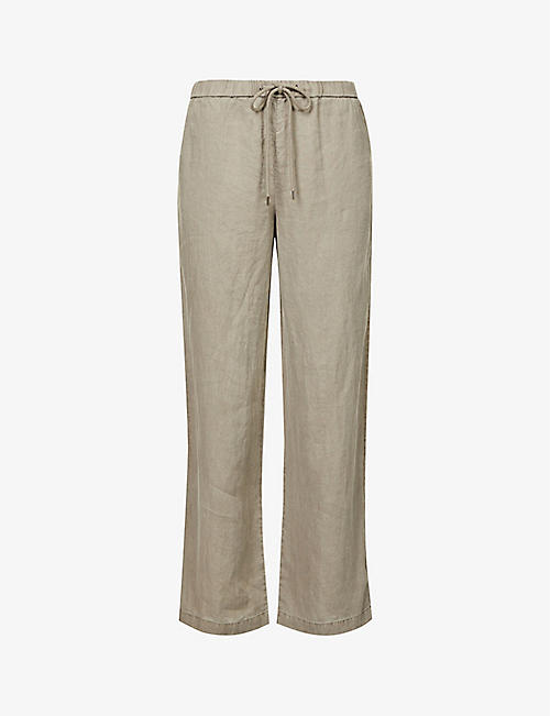 JAMES PERSE: Lounge textured straight-leg high-rise linen trousers