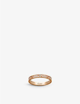 CARTIER: LOVE 18ct rose-gold and 0.19ct brilliant-cut diamond ring