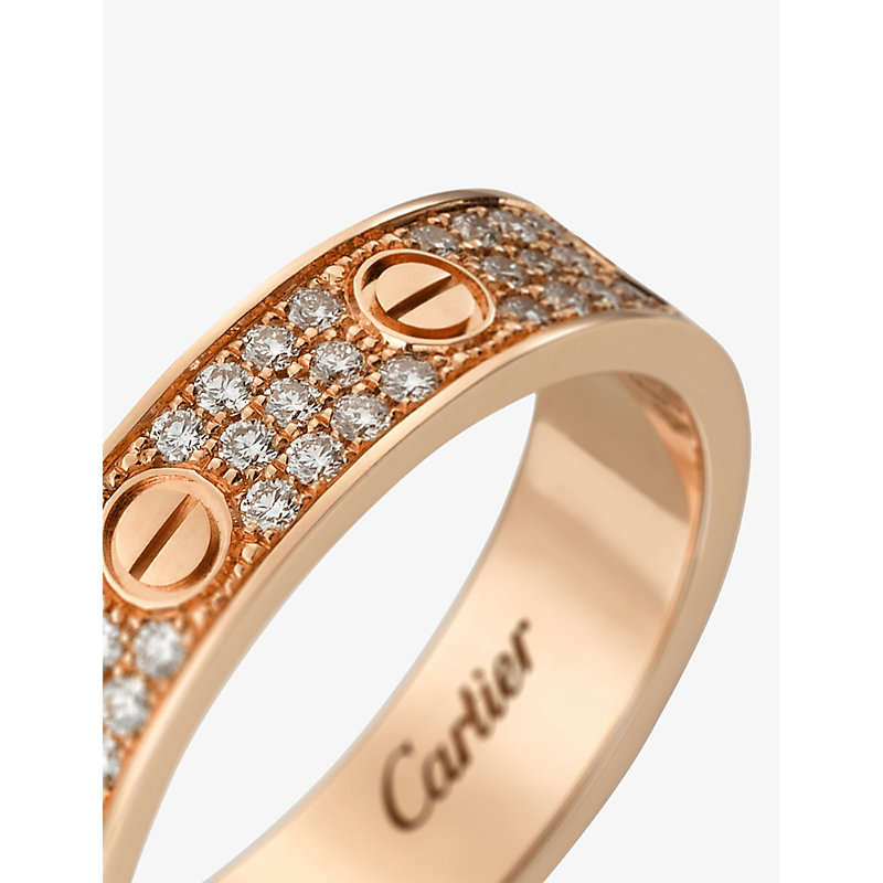 Shop Cartier Womens Rose Gold Love 18ct Rose-gold And 88 Brilliant-cut Diamond Ring