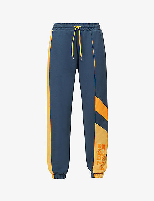 7 DAYS ACTIVE: Malone tapered-leg high-rise recycled polyester, recycled cotton and cotton-blend jogging bottoms