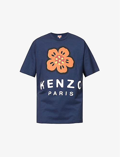 KENZO: Brand-embroidered boxy-fit cotton-jersey T-shirt
