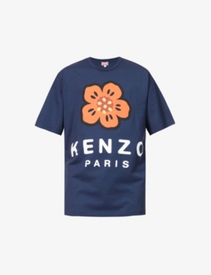 KENZO Brand embroidered boxy fit cotton jersey T shirt