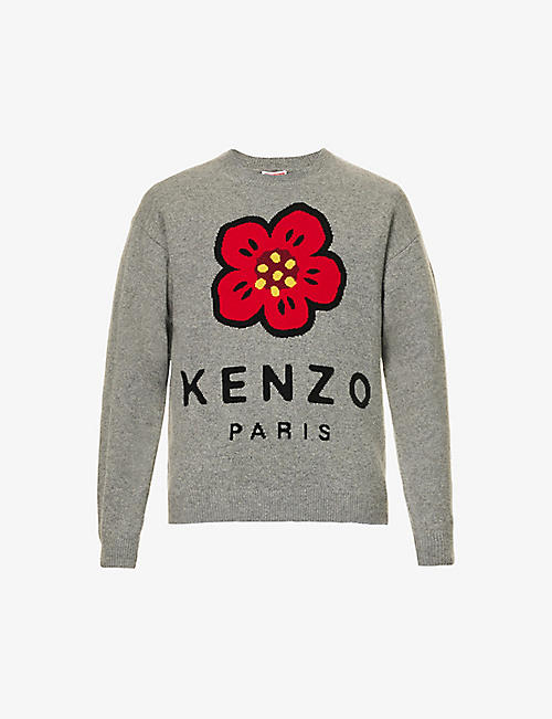 KENZO: Flower-print wool-knit jumper