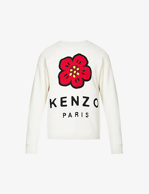 KENZO: Flower-embellished wool-knit jumper