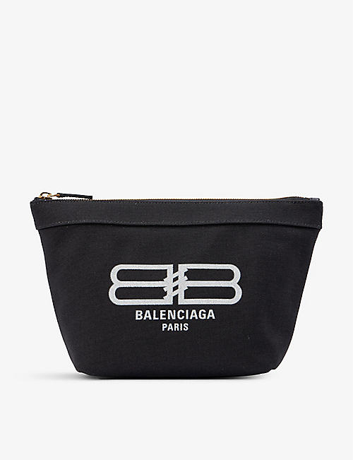 BALENCIAGA: Jumbo logo-print cotton pouch
