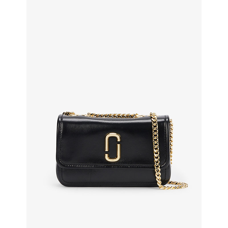 The Glam Shot Leather Cross-body Bag In Black