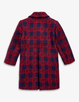 GUCCI Logo-embroidered wool-blend coat 4 years