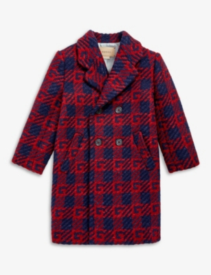 GUCCI Logo-embroidered wool-blend coat 4 years