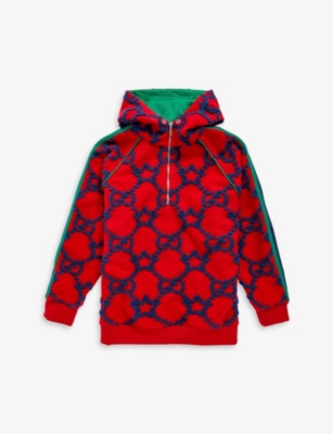 GUCCI Logo-embroidered half-zip woven-knit hoody 8-12 years