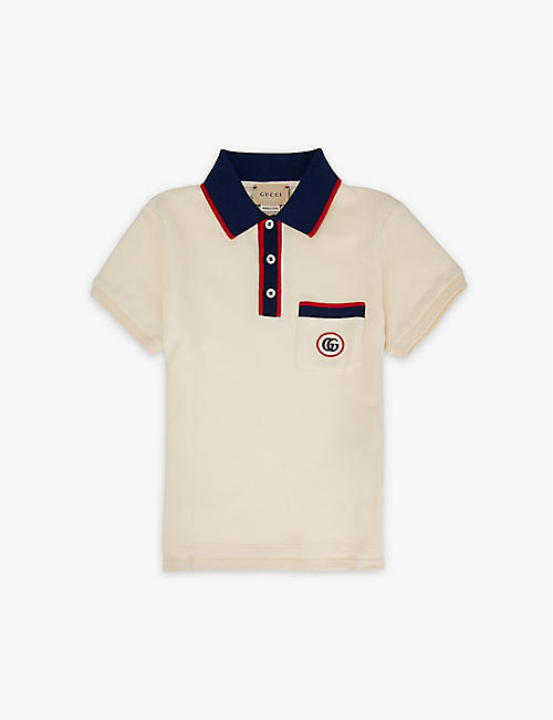 GUCCI: Logo-patch cotton polo shirt 4-12 years