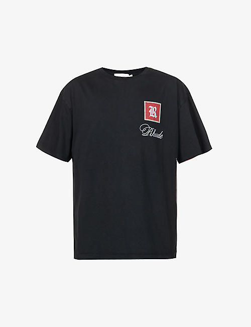 RHUDE: Monaco graphic-print boxy-fit cotton-jersey T-shirt