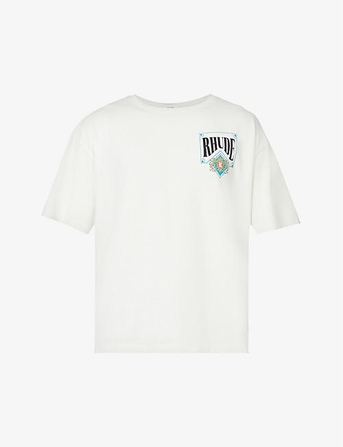 RHUDE: Branded card-print cotton-jersey T-shirt