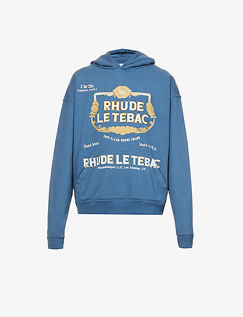 RHUDE: Le Tebac brand-print cotton-jersey hoody