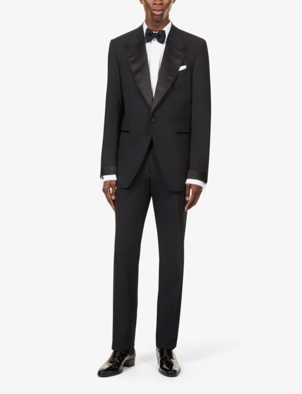 Shelton-fit single-breasted wool-blend evening suit