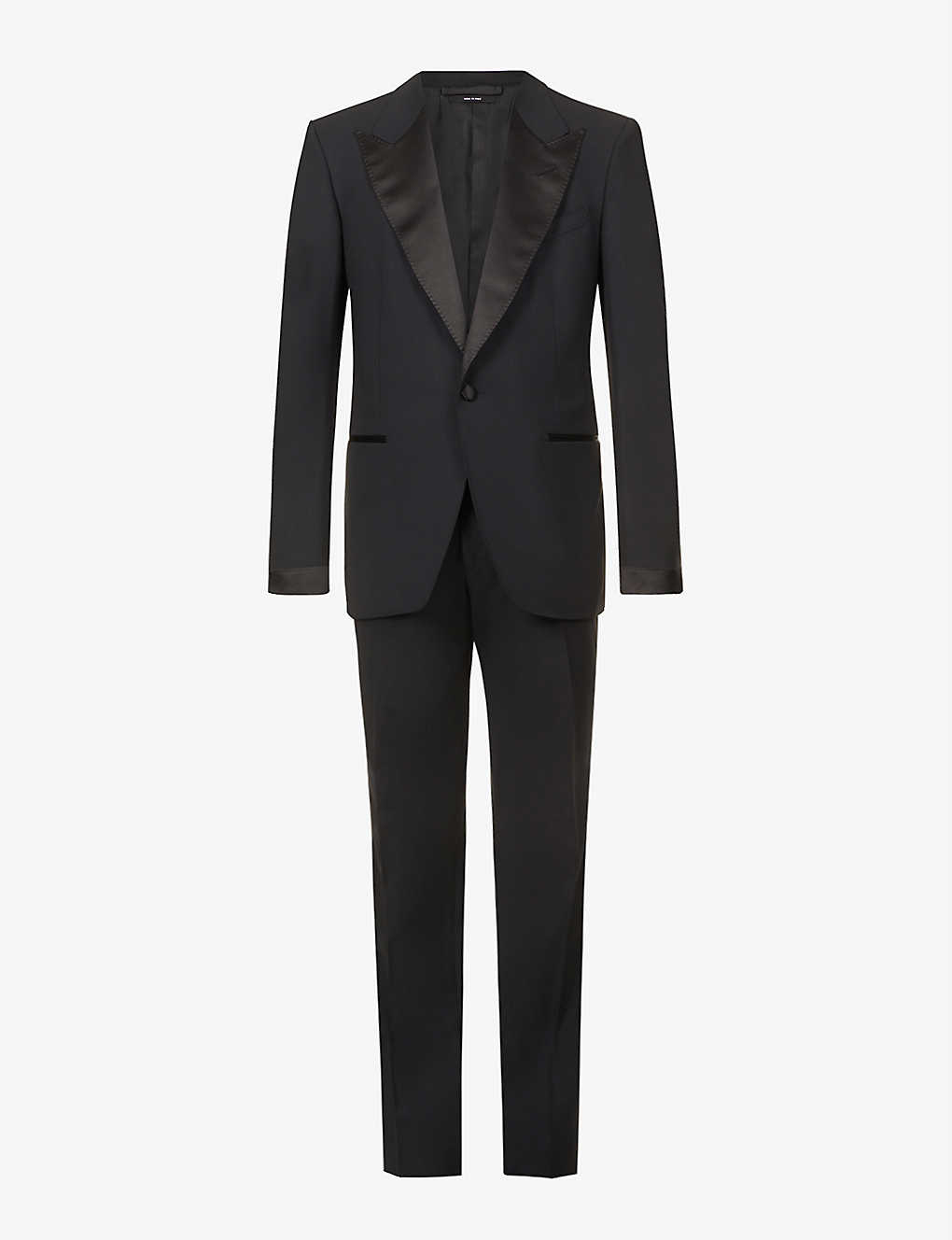 Tom Ford Shelton-fit Single-breasted Wool-blend Evening Suit In Blk Sld