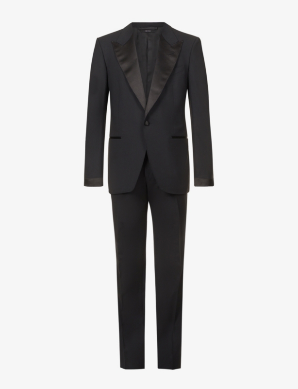 Shelton-fit single-breasted wool-blend evening suit