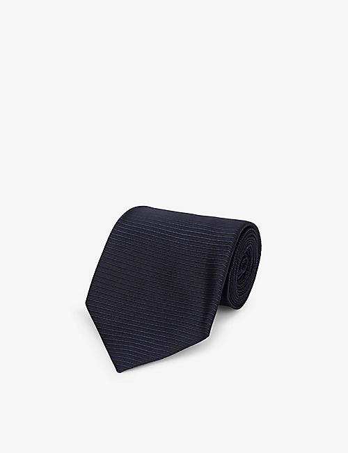 TOM FORD: Brand-embroidered patterned silk tie
