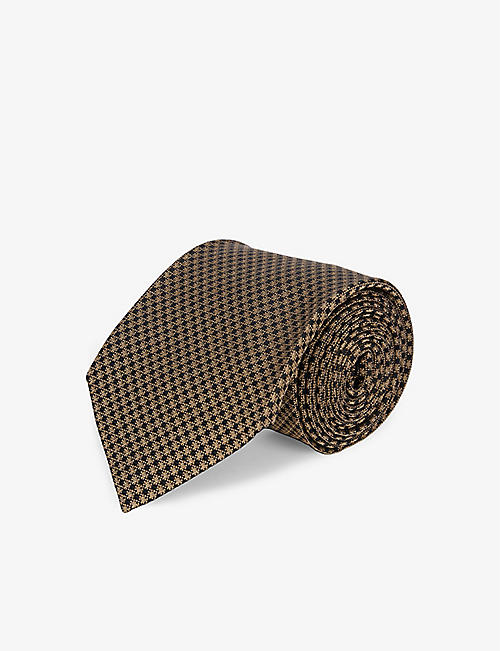 TOM FORD: Geometric-pattern silk tie