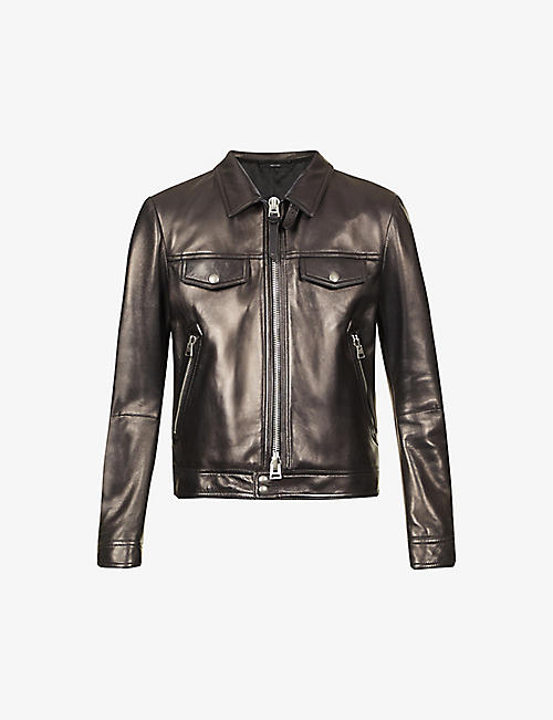 TOM FORD: Collared boxy-fit Napa leather jacket