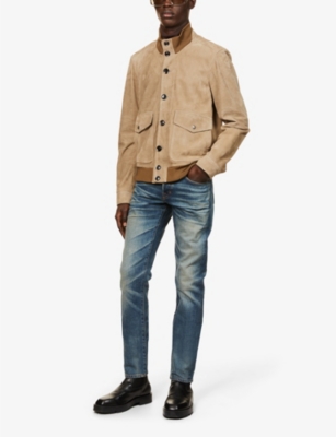 TOM FORD Funnel-neck relaxed-fit suede bomber jacket