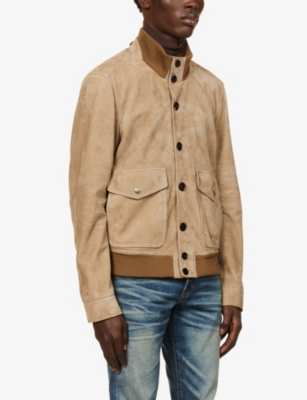 TOM FORD Funnel-neck relaxed-fit suede bomber jacket