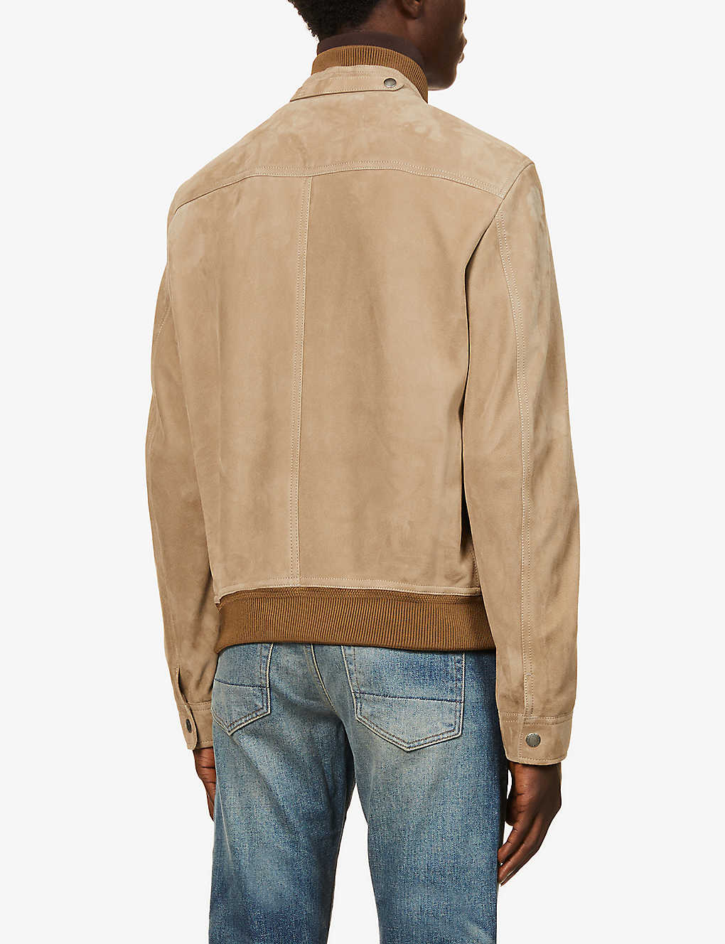 TOM FORD Funnel-neck relaxed-fit suede bomber jacket