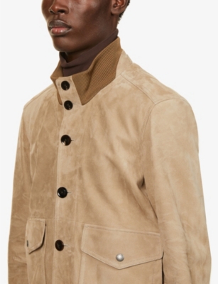 TOM FORD Funnel-neck relaxed-fit suede bomber jacket