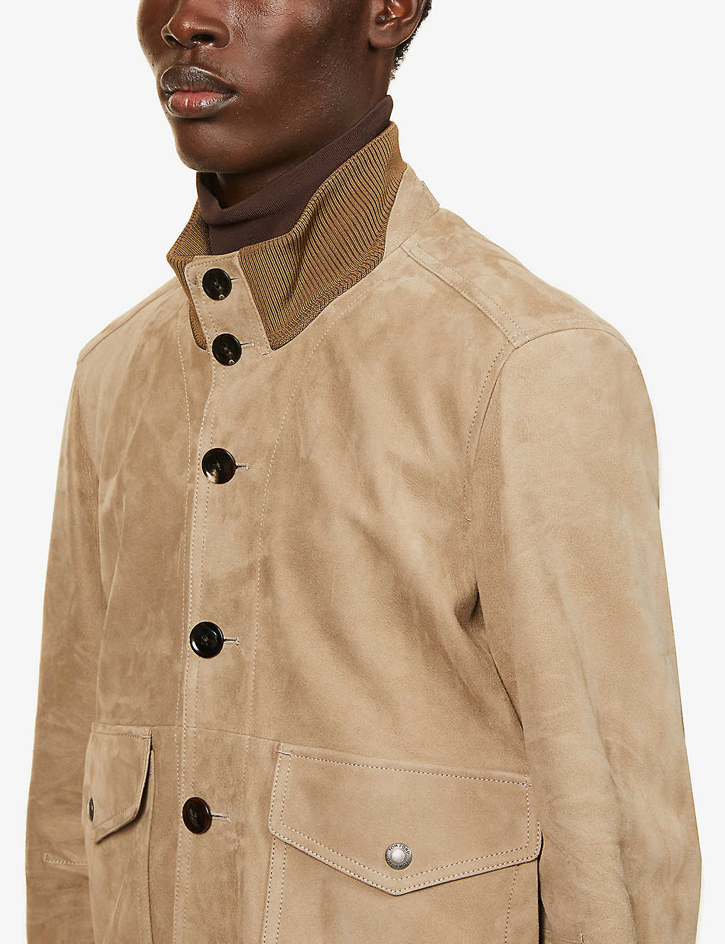 TOM FORD Funnel-neck relaxed-fit suede bomber jacket