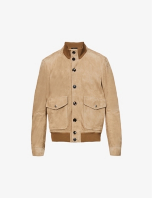 TOM FORD Funnel-neck relaxed-fit suede bomber jacket