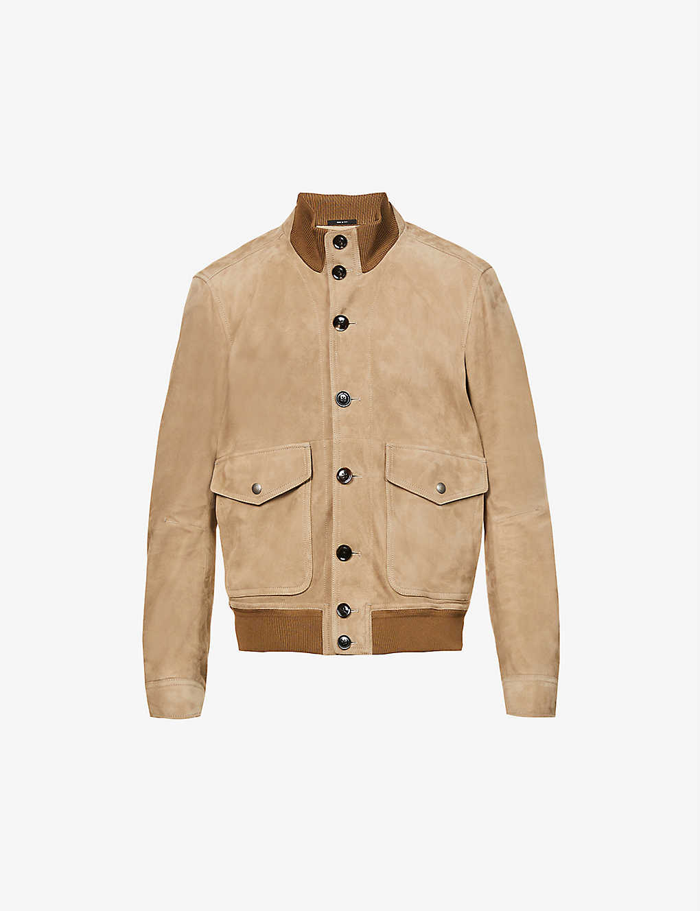 TOM FORD Funnel-neck relaxed-fit suede bomber jacket