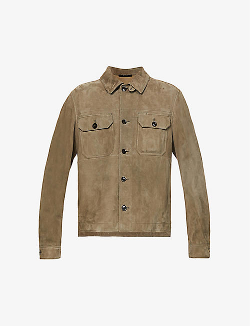 TOM FORD: Collared regular-fit suede overshirt