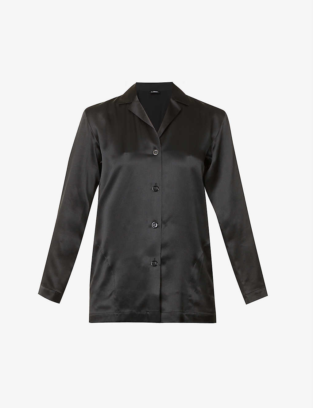 La Perla Loose-fit Long-sleeved Silk-satin Pyjamas In Black