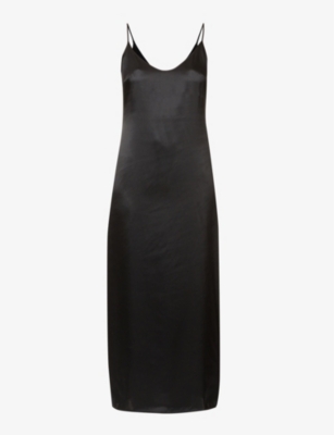 La Perla Lose-fit Silk-satin Midi Nightdress In Black
