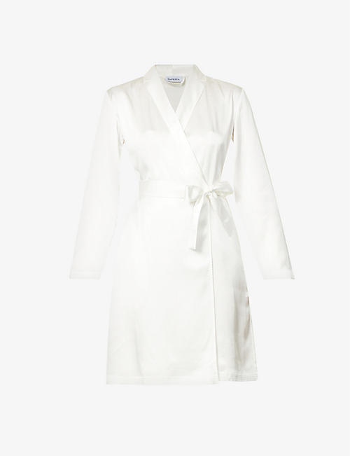 LA PERLA: Belted regular-fit silk-satin robe