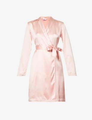 La Perla Belted Regular-fit Silk-satin Robe In Pink Powder