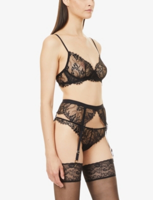LA PERLA EXOTIQUE STRETCH-LACE SUSPENDER BELT