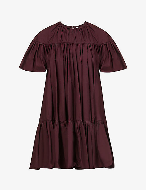 ROKSANDA: Zuri pleated puff-sleeve cotton mini dress