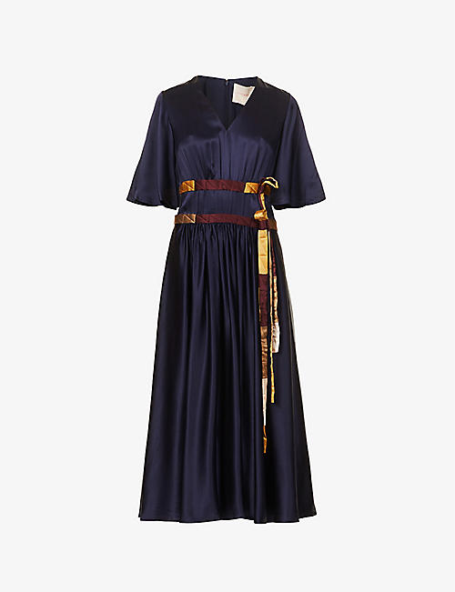 ROKSANDA：Samara 宽松版型真丝缎布中长连衣裙