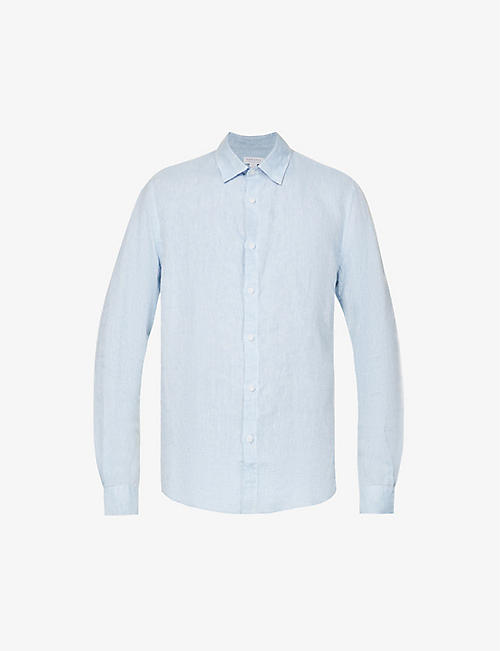 SUNSPEL: Spread collar long-sleeve regular-fit linen shirt