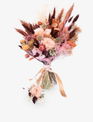YOUR LONDON FLORIST: Burnt Orange dried bride’s bouquet and buttonhole set