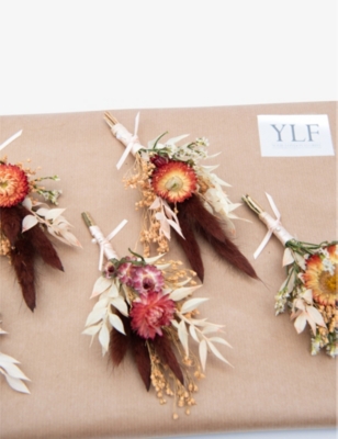 YOUR LONDON FLORIST: Burnt Orange dried buttonhole arrangements set of five