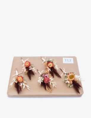YOUR LONDON FLORIST: Burnt Orange dried buttonhole arrangements set of five