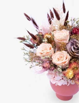 YOUR LONDON FLORIST: Burnt Orange dried flower wedding centrepiece with ceramic pot