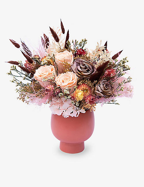 YOUR LONDON FLORIST: Wedding dried flower centrepiece with ceramic pot