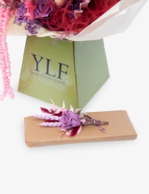YOUR LONDON FLORIST: Colourful dried bridal bouquet with buttonhole arrangement