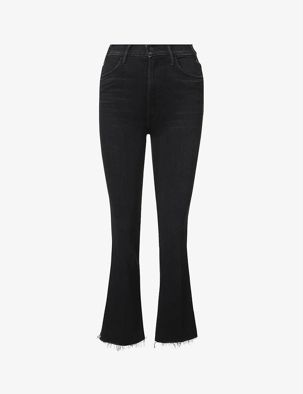 Shop Mother Hustler Ankle Fray Flared High-rise Stretch-denim Jeans In Encounters At Night