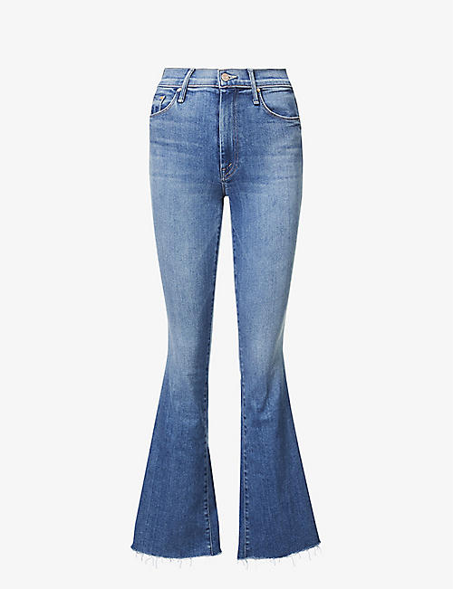 MOTHER: The Weekender Fray flared mid-rise stretch-denim jeans