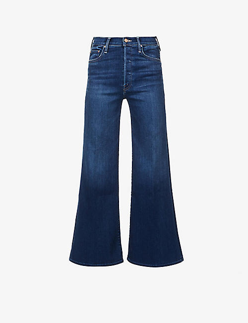 MOTHER: The Tomcat Roller flared high-rise stretch-denim jeans